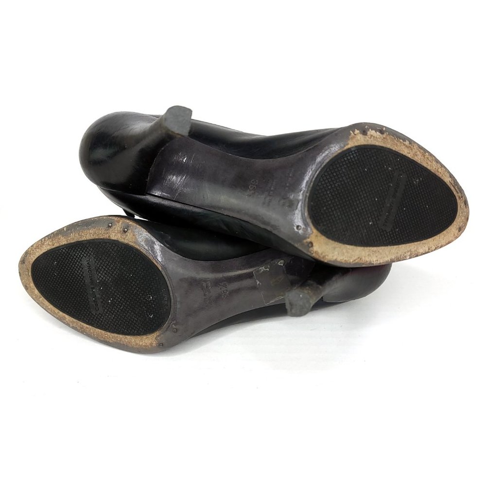 Costume National Black Leather Suede Button Heels Made in Italy - Picture 7 of 8